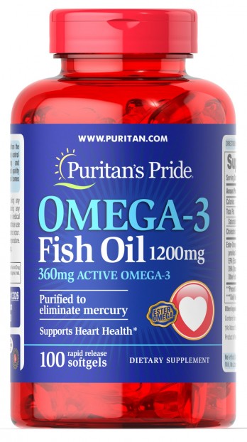 Omega-3 Fish Oil 1200 mg (360 mg Active Omega-3) 100 Softgels اشتري عبوه واحصل علي الثانية مجانا