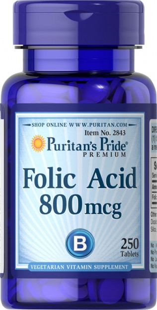 Folic Acid 800 mcg  250 Tablets
