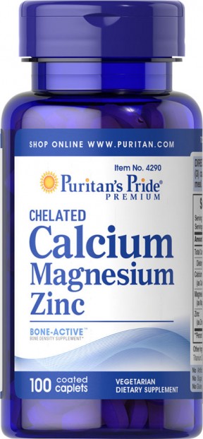Chelated Calcium Magnesium Zinc 1000 mg 400 mg 25 mg  100 Caplets