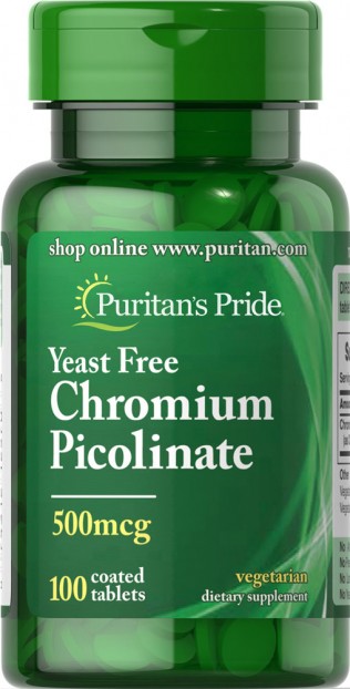 Chromium Picolinate 500 mcg Yeast Free  100 Tablets
