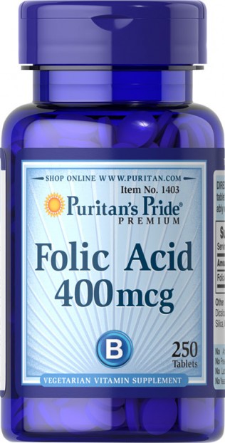 Folic Acid 400 mcg  250 Tablets EXP 1-2024
