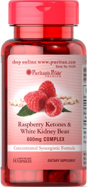 Raspberry Ketones and White Kidney Bean 600mg Complex 60 Capsules