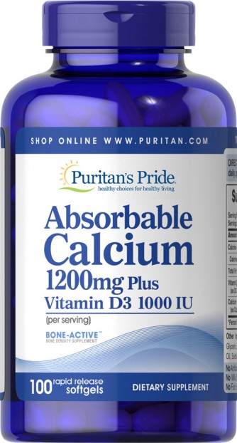 Absorbable Calcium 1200 mg with Vitamin D 1000 IU 100 softgels