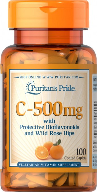 Vitamin C-500 mg with Bioflavonoids & Rose Hips 100 Caplets