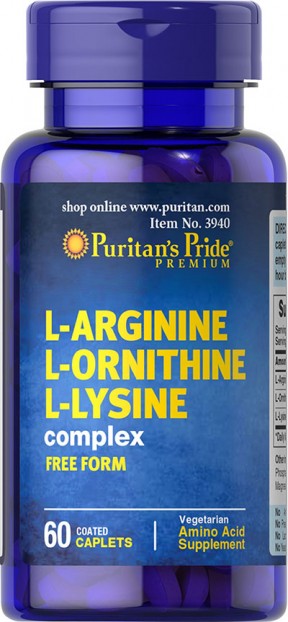 L-Arginine L-Ornithine L-Lysine 60 capsules EXP 7-2022
