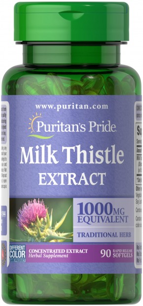 Milk Thistle Silymarin 4:1 Extract 1000 mg 90 softgels