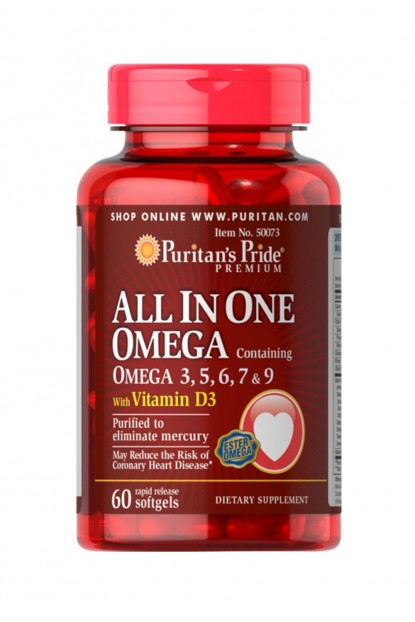 All in One Omega 3,5,6,7,9 + Vitamin D3 60 Softgels