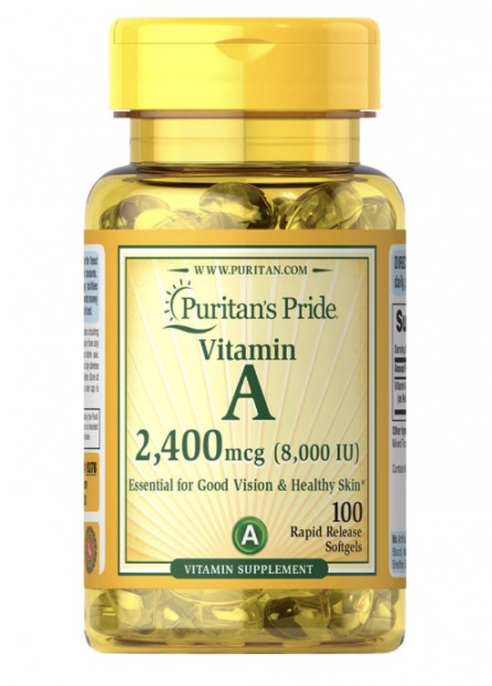 Vitamin A 8,000 IU ( 2,400 mcg ) 100 softgels