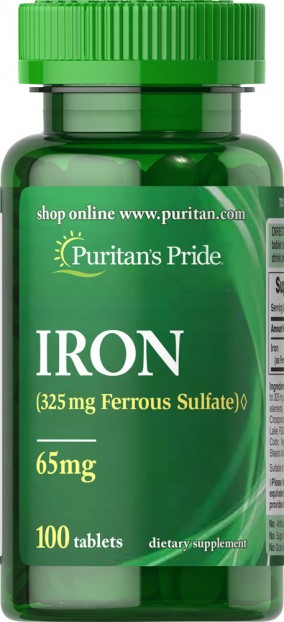 Iron Ferrous Sulfate 65 mg 100 Tablets EXP 10-2021