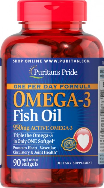 One Per Day Omega-3 Fish Oil 1360 mg (950 mg Active Omega-3) 90 Softgels