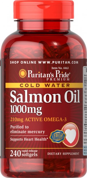 Omega-3 Salmon Oil 1000 mg (210 mg Active Omega-3)  240 Softgels